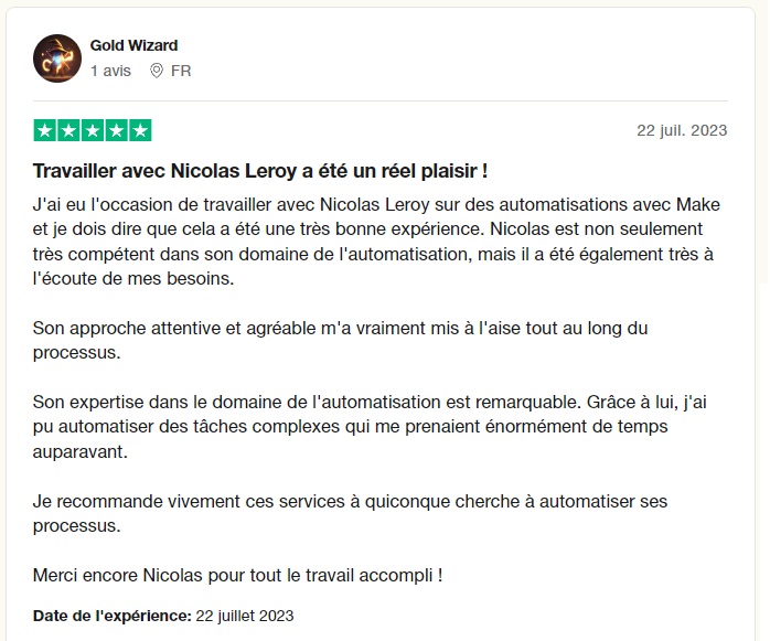Avis d'un élève de la formation Make