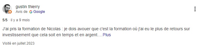 Avis d'un élève de la formation Make