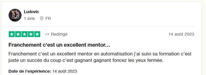 Avis d'un élève de la formation Make