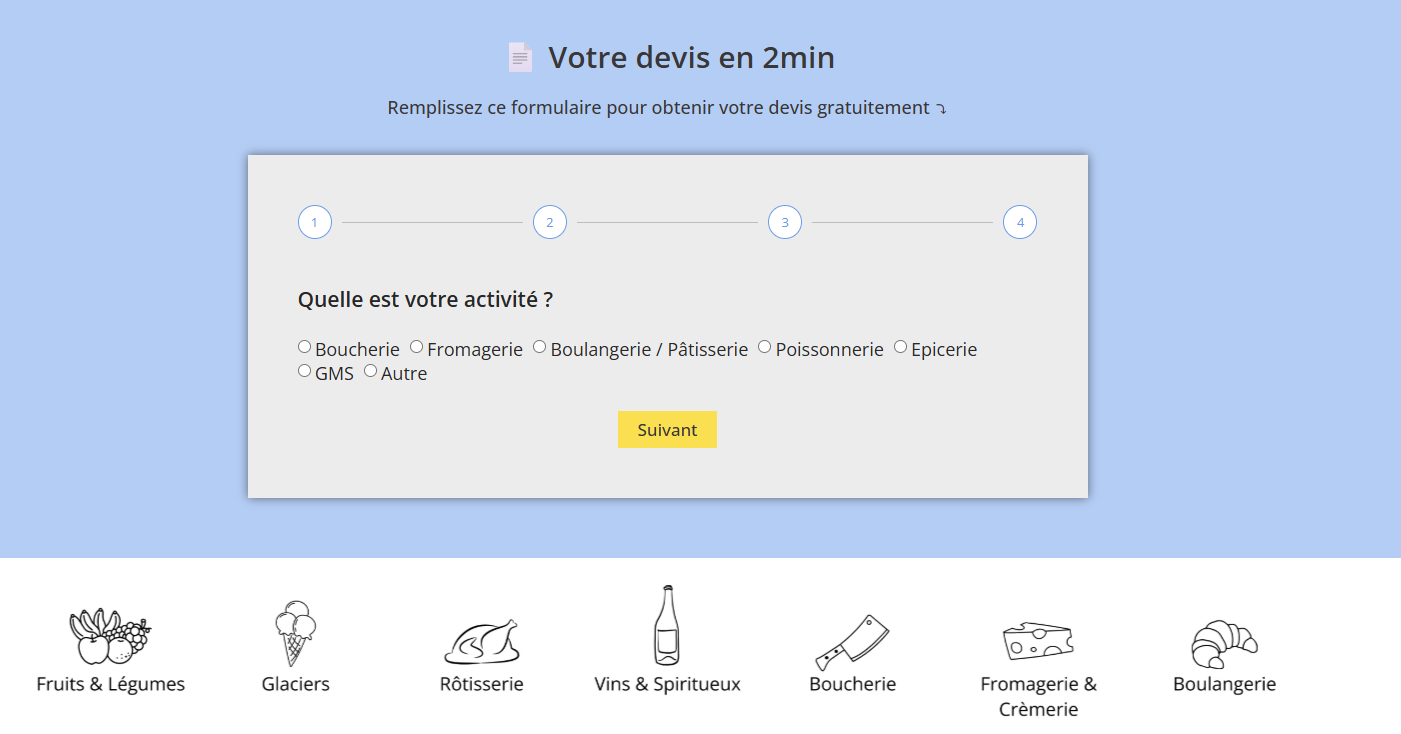 Le formulaire de devis du fournisseur B2B sur son site web